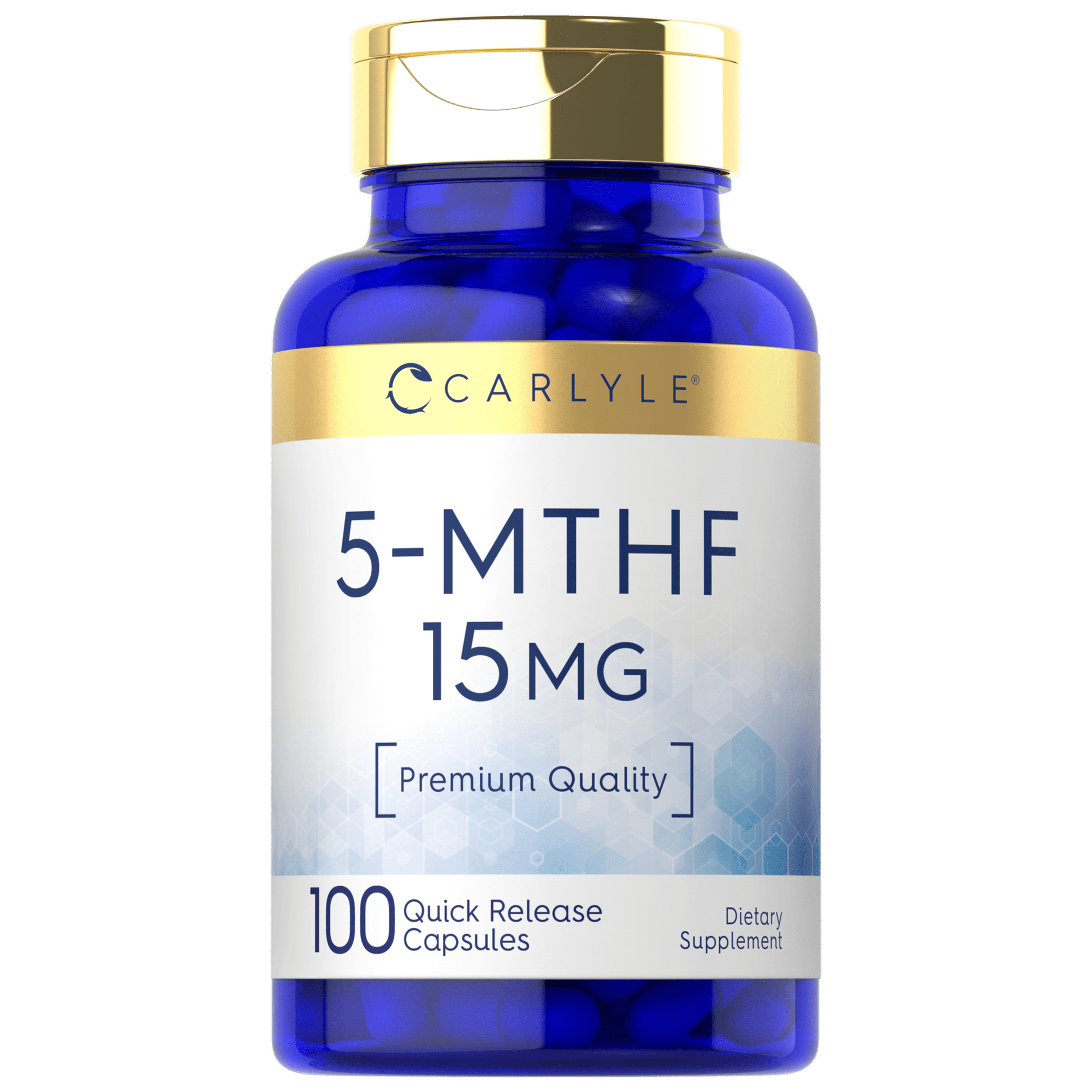 5-MTHF Supplement 15mg | 100 Capsules | L-Methylfolate | Non-GMO, Gluten Free | by Carlyle