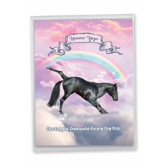 1 Jumbo Thank You Greeting Card (8.5 x 11 Inch) - Rainbow Unicorn Yoga Thank You J3198ETYG-US