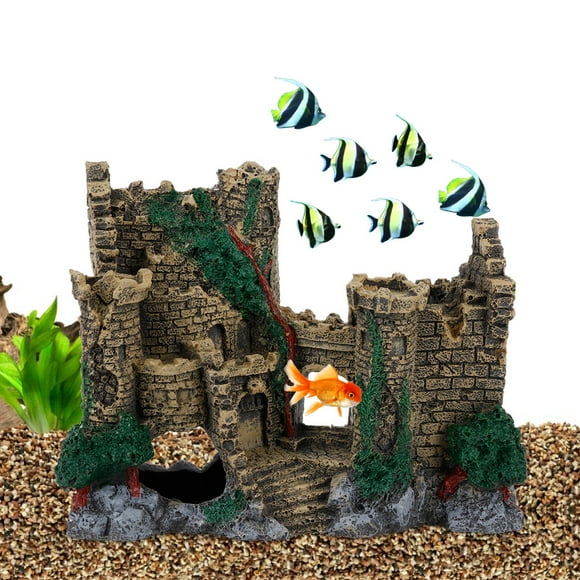 Resin Western Castle Ornament,Resin Vintage Western Castle Fish Tank Western Castle Ornaments Aquarium Western Castle Decoration Meticulously Designed