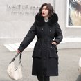 thumbnail image 1 of Ladies long down cotton winter warm jacket coat with detachable plush lining, 1 of 4
