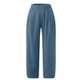 thumbnail image 3 of Women's Solid Color Pocket Cropped Linen Pants Casual Ankle Length Asymmetrical Trousers Stretchy Pants for Women Casual Womens Work Pants Business Casual Pant for Women Casual Summer Pant Beach, 3 of 4