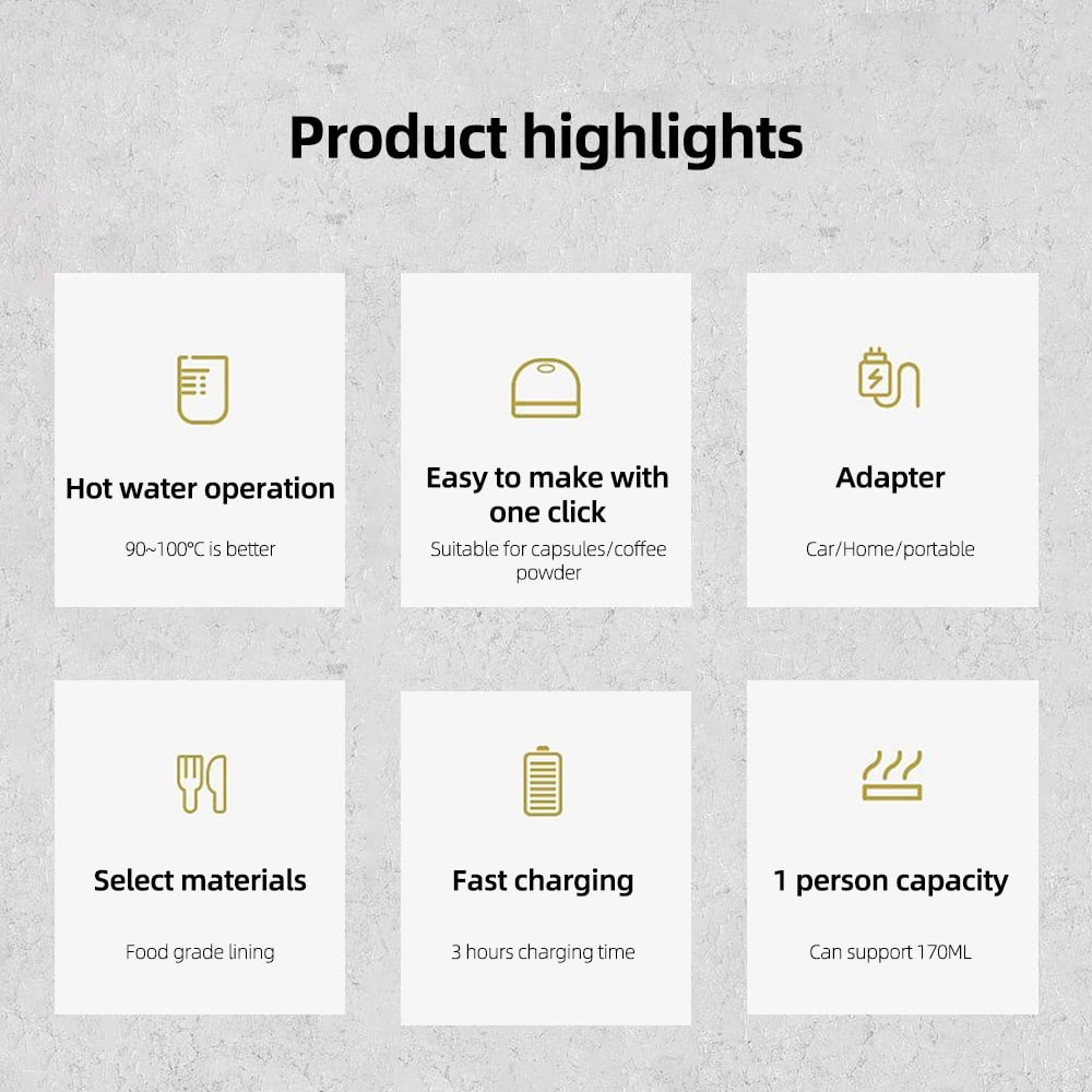 Coffee Machine,Coffee Maker With 6oz Serve Coffee Serve Coffee Maker With Battery Car Portable Espresso Coffee 1200mah Battery Brew And Bin 1200mah Coffee And Bin Brew Car Office