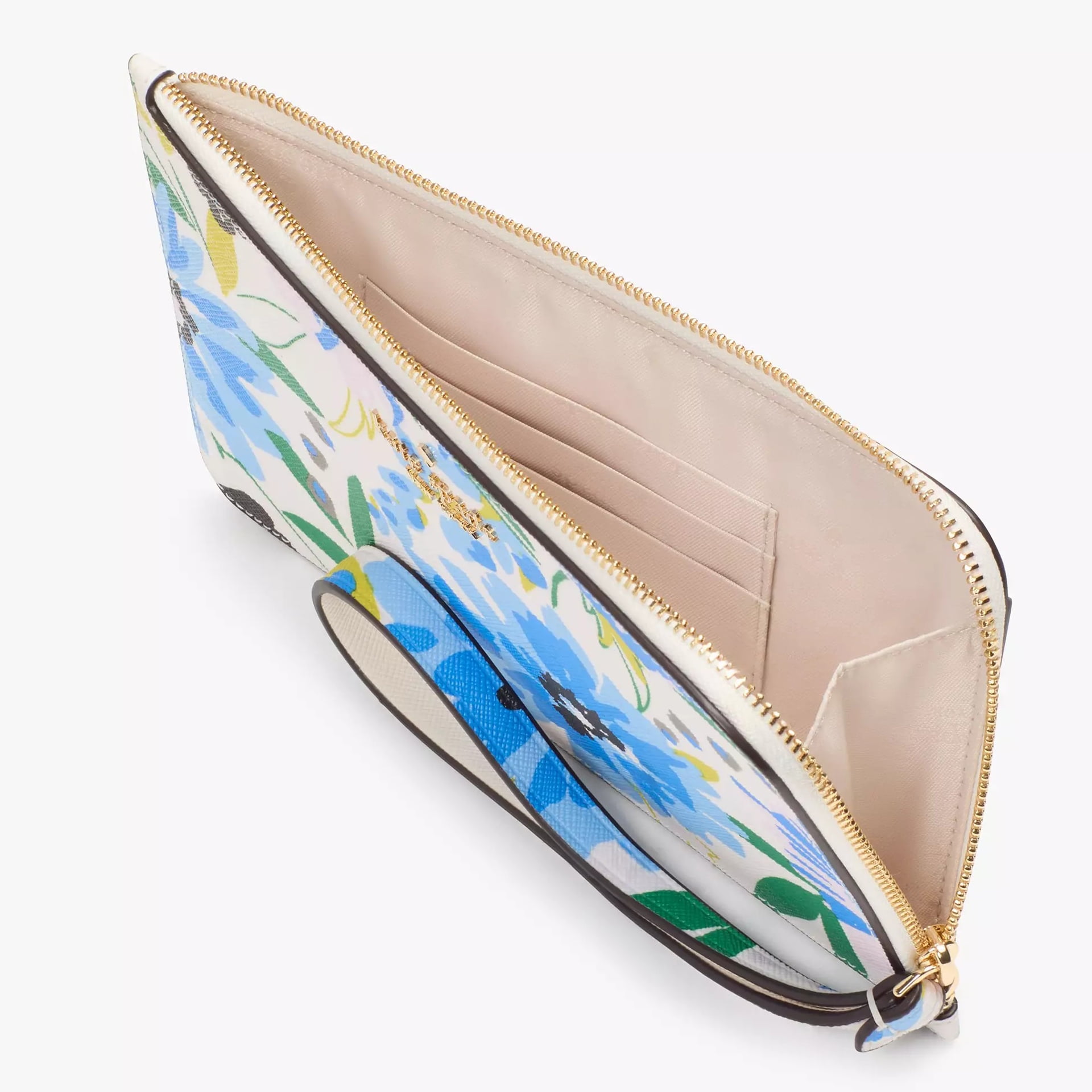 Kate Spade New York Women's Lucy Floral Medium L-Zip Wristlet (Cream Multi)