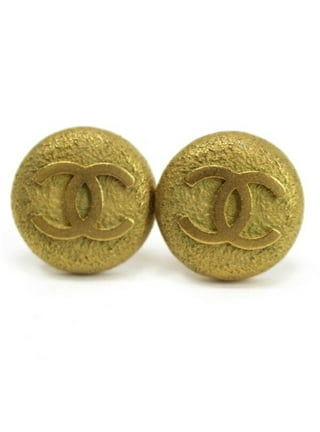 Chanel Gold CC Pink Double Crystal Piercing Earrings