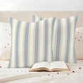 thumbnail image 3 of Blue Stripe Outdoor Waterproof Pillow Covers, Modern Farmhouse Geometric Retro Striped Decorative Square Throw Pillowcase Sofa Cushion Sham for Patio/Couch/Chair, 16"x16" 2 Pack, 3 of 8