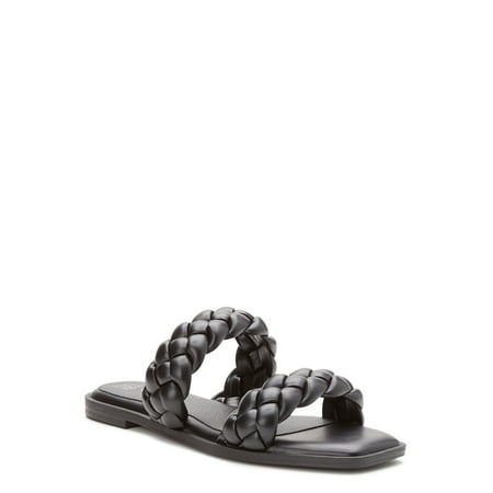

Time and Tru Women s Braided Two Band Sandals – Wide Width Available