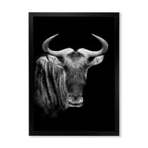 Designart 'Black and White Portrait Of Wildebeest' Farmhouse Framed Art Print