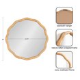 thumbnail image 2 of Kate and Laurel Rahfy Boho Scalloped Round Rattan Mirror, 26 Inch Diameter, Natural Wood, Decorative Round Wavy Mirror with Authentic Rattan Frame for Boho Wall Decor, 2 of 8