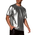 thumbnail image 5 of INSPIRE CHIC Holographic T-Shirts for Men's Crew Neck Short Sleeved Party Disco Shiny t Shirt XL Gray, 5 of 6