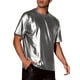 thumbnail image 5 of Camisetas Holográficas INSPIRE CHIC para Hombre, Cuello Redondo, de Manga Corta, Brillantes para Fiesta Disco, T-Shirt L Gris, 5 of 6