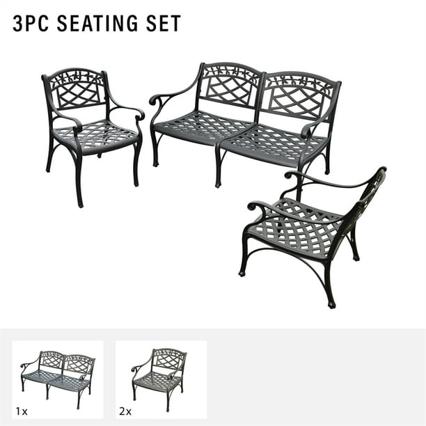 Crosley Sedona 3 Piece Aluminum Patio Sofa Set in Black Walmart