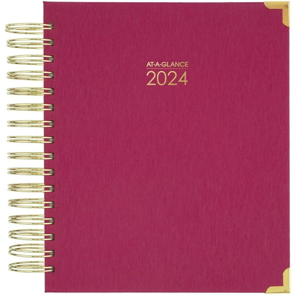 2024 AT-A-GLANCE® Harmony Hardcover Daily/Monthly Planner, 7" x 8-3/4", Berry, January To December 2024, 6099-806-59