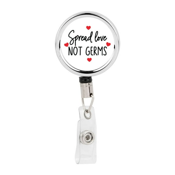 Koyal Wholesale Retractable Badge Reel Holder With Clip, Spread Love Not Germs