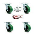 thumbnail image 2 of 5 Inch Green Poly on Cast Iron Caster Set with Ball Bearing and Swivel Lock SCC, 2 of 2