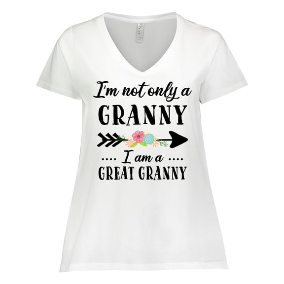 Inktastic I'm Not Only a Granny I'm a Great Granny with Flowers Women's Plus Size V-Neck T-Shirt