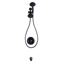 Wowow 7- Mode Shower Faucet Set with Tub Spout and 2-in-1 Dual Handheld Shower Head (Valve Included), Matte Black