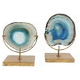 thumbnail image 1 of Creative Co-op DA4784 Tranche de Pierre Agate Décorative sur Support en Métal, Bleu, 1 of 4