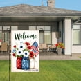 thumbnail image 3 of Jbralid Welcome Patriotic Flowers And American Flag Linen Garden Flag For Spring Summer Home Outdoor Garden Yard Door Decor 12x18 inch, 3 of 5