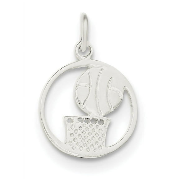 925 Sterling Silver Polished Basketball Pendant Necklace 14.25x14.25mm Wide Pendant for Women