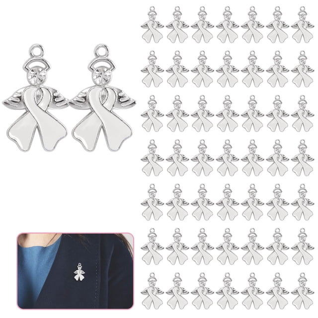 WIFKLSIIPG Alloy Angel Brooche with Like & Ribbon Bow Emblem for Care & Mutual Support Groups 50 Pieces Set
