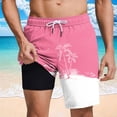 thumbnail image 5 of Thousandth Men's Swim Trunks with Compression Liner Casual Drawstring Quick Dry Shorts Classic Fit Tropical Beach Print Board Shorts Bathing Suits for Surfing, 5 of 9