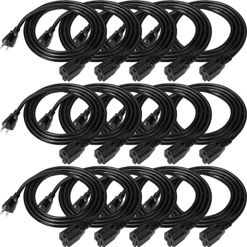 15 Pack 6 ft Outdoor Extension Cord Heavy Duty Black Extension Cord with 3 Prong 16 AWG SJW Heavy Duty Power Cable Weather Resistant$$Tools & Hardware Other