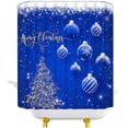 thumbnail image 2 of Merry Christmas Shower Curtain Blue Xmas Balls Snowflake Gold Xmas Tree Winter Snow Happy New Year Festival Decor Fabric Bathroom Curtain with Hook, 2 of 3