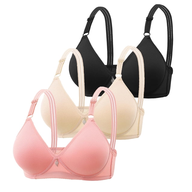 Yuyuzo 3PCS Push up Bras for Women Wireless Adjustable Strap Full Coverage Comfortable Everyday Bra