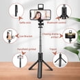 thumbnail image 2 of Selfie Stick Tripod with Wireless Remote, Extendable Selfie Stick Tripod with LED Fill Light, for iPhone 13/12/11/XS/XR/X/8/7 and Android Phone, 2 of 10
