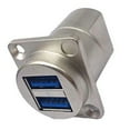 thumbnail image 3 of USB 3.0 Socket, Female To Female Panel Mount Pass Through Adapter Efficient High Speed Transmission Strong Stability Dual USB  for 86 Machine Cabinets Silver Case,Black Case, 3 of 8