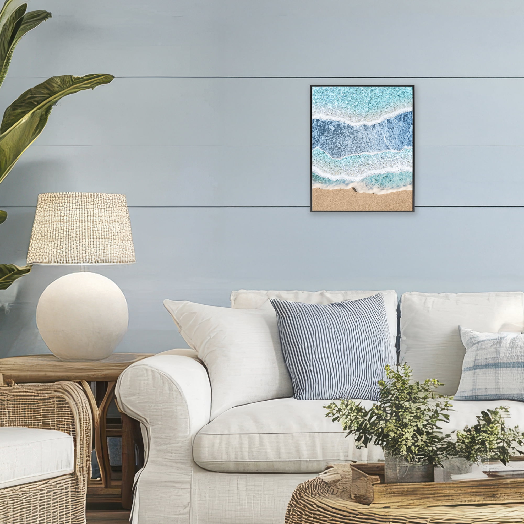 Stupell Industries Overlapping Shore Waves Black Framed Giclee Art, design by Jesse Keith