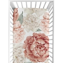 Sweet Jojo Designs Peony Floral Garden Flower Pink and Ivory Fitted Crib Sheet