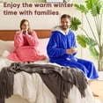 thumbnail image 6 of XIECUVA Wearable Blanket Hoodie, Flannel Sherpa Fleece, Warm and Cozy Giant Sweatshirt for Adult, Woman and Man, One Size Fits All (Klein Blue), 6 of 7