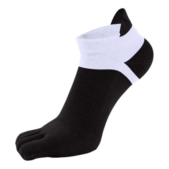 1‑Pair Crew Socks for women Breathable Cotton Five-toe Shallow-cut Boat Socks Running Socks Black