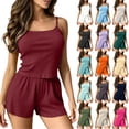 thumbnail image 6 of Ninixx Cami Pajama Sets for Women 2 Piece Cute Ribbed Pjs Soft Sleeveless Camisole Tops and Shorts Lounge Sleepwear Set, 6 of 6