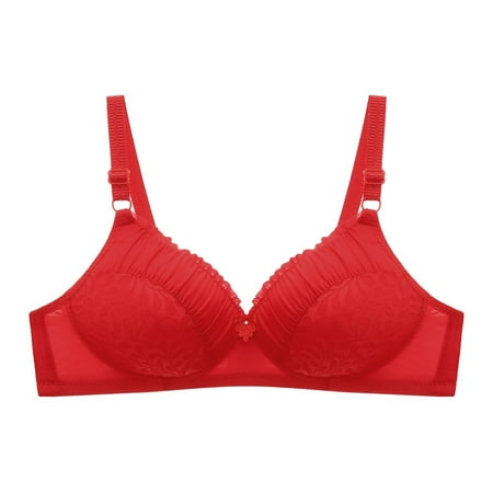 Aofany Woman s Embroidered Glossy Bra Push Up No Rims Adjustable Bras Comfortable Breathable Underwear on Clearance