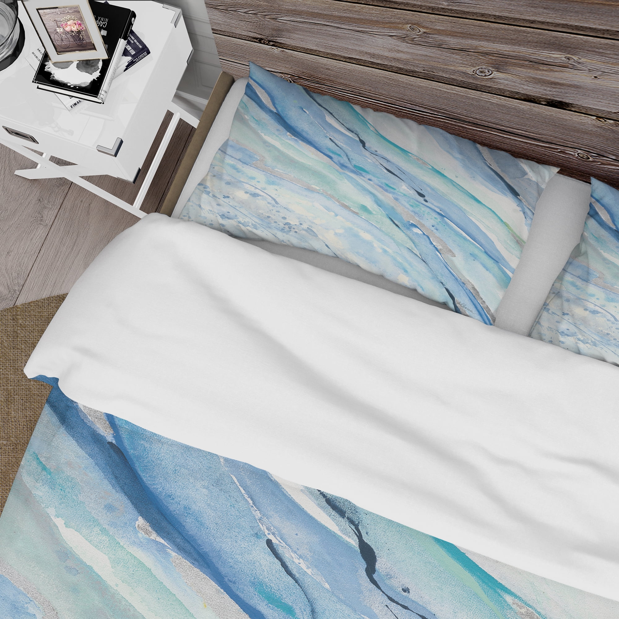 Designart 'Blue Silver Spring I' Farmhouse Duvet Cover Set