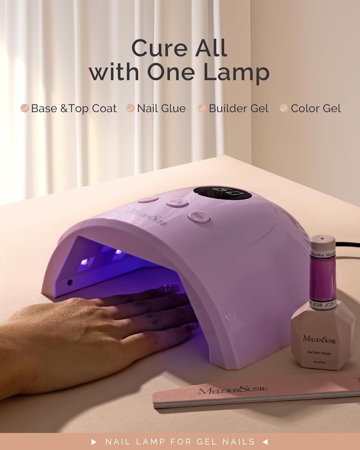 MelodySusie UV Nail Lamp, PLUS30F UV Light for Gel Nails True 36W Professional LED Nail Dryer with 3 Timer, Smart Sensor, LCD Display,Purple