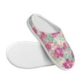 thumbnail image 3 of Daiia Purple Watercolor Flowers Print Women’s Fuzzy Slippers Memory Foam Lightweight House Shoes Cozy Loafer Flannel House Shoes-37/38, 3 of 7