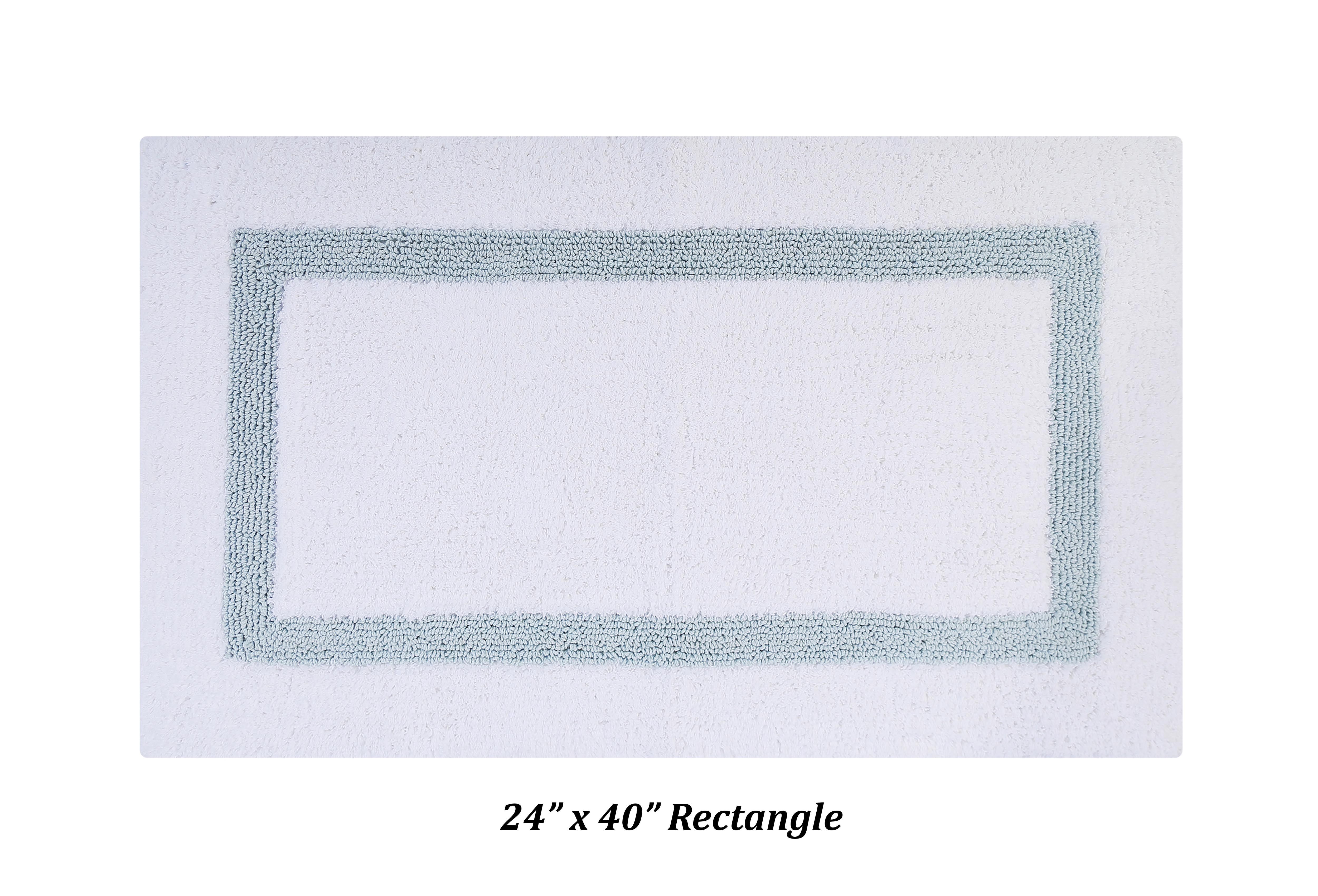 Better Trends 4 Piece Bath Rugs Set 100% Cotton Bathroom Rug Soft, Water Absorbent, Reversible, Machine Washable for Bathroom Decor Toilet Base Contour And Bath Mat Hotel Collection - White/Blue