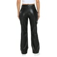 thumbnail image 6 of HDE Women's High Waisted Faux Leather Cargo Pants with Pockets Black 29, 6 of 6