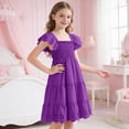thumbnail image 6 of NOLDARES Girls Flutter Sleeve Floral Dresses, Kids Spring Summer Dress, Teen Hawaiian Maxi Long Dresses(Purple,3-4 Years), 6 of 7