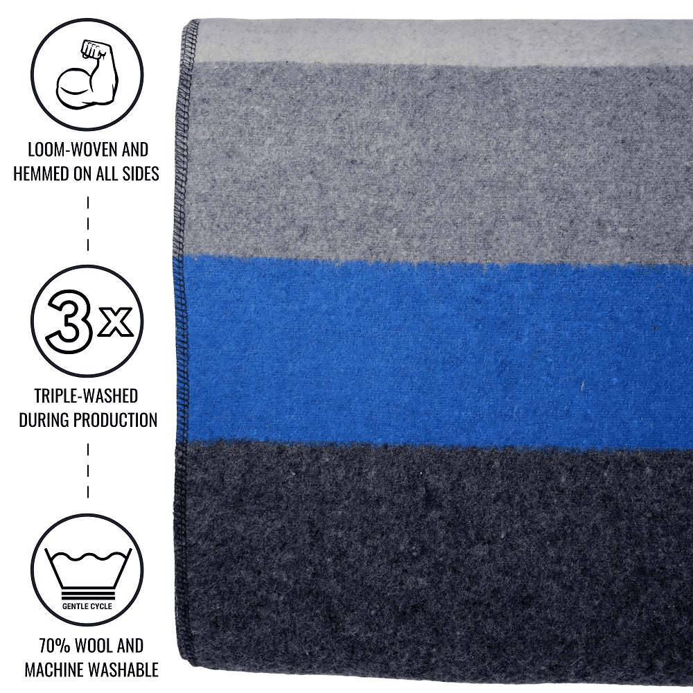 Arcturus Rainier Striped Wool Blanket (64" x 88"), 4.5 lbs
