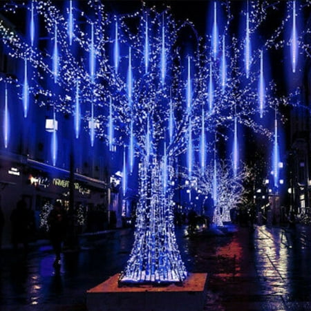 

Pgeraug Meteor lamp 30CM Party LED Lights Shower Rain Snowfalls Christmas Tree Garden Outdoor LED light Blue