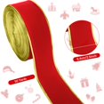 thumbnail image 3 of Cinta WILLBOND de terciopelo navideño con alambre, 50 m x 6,35 cm, color rojo y dorado, 3 of 7