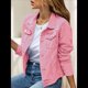 thumbnail image 5 of Chaquetas Vaqueras para Mujer, Básicas, de Larga, con Botones, Estilo Corto, A Rosa L, 5 of 7