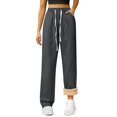 thumbnail image 3 of Women's Fleece Lined Stretch Denim Jeans, High Waist Elastic Drawstring Wide Leg Pants, Comfortable Straight Leg Trousers, Warm Winter Casual Wear, 2025 Fashion Grey XXL, 3 of 10