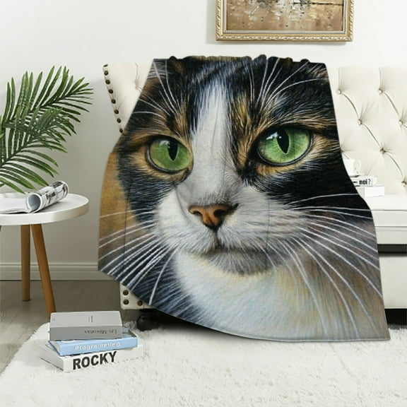 Autua Tuxedo Cat Throw Blanket, Soft Cozy Fleece, Lightweight Warm for Couch, Bed, Sofa, Perfect for Cat Lovers and Pet Decor 40x50in