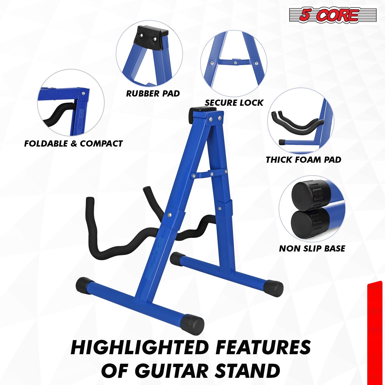 Double Guitar Stand Floor Adjustable Heavy Duty A Frame Universal Folding Acoustic Electric Bass Mandolin Banjo Violin Holder Stands For On Stage Studio,2PCS  Blue