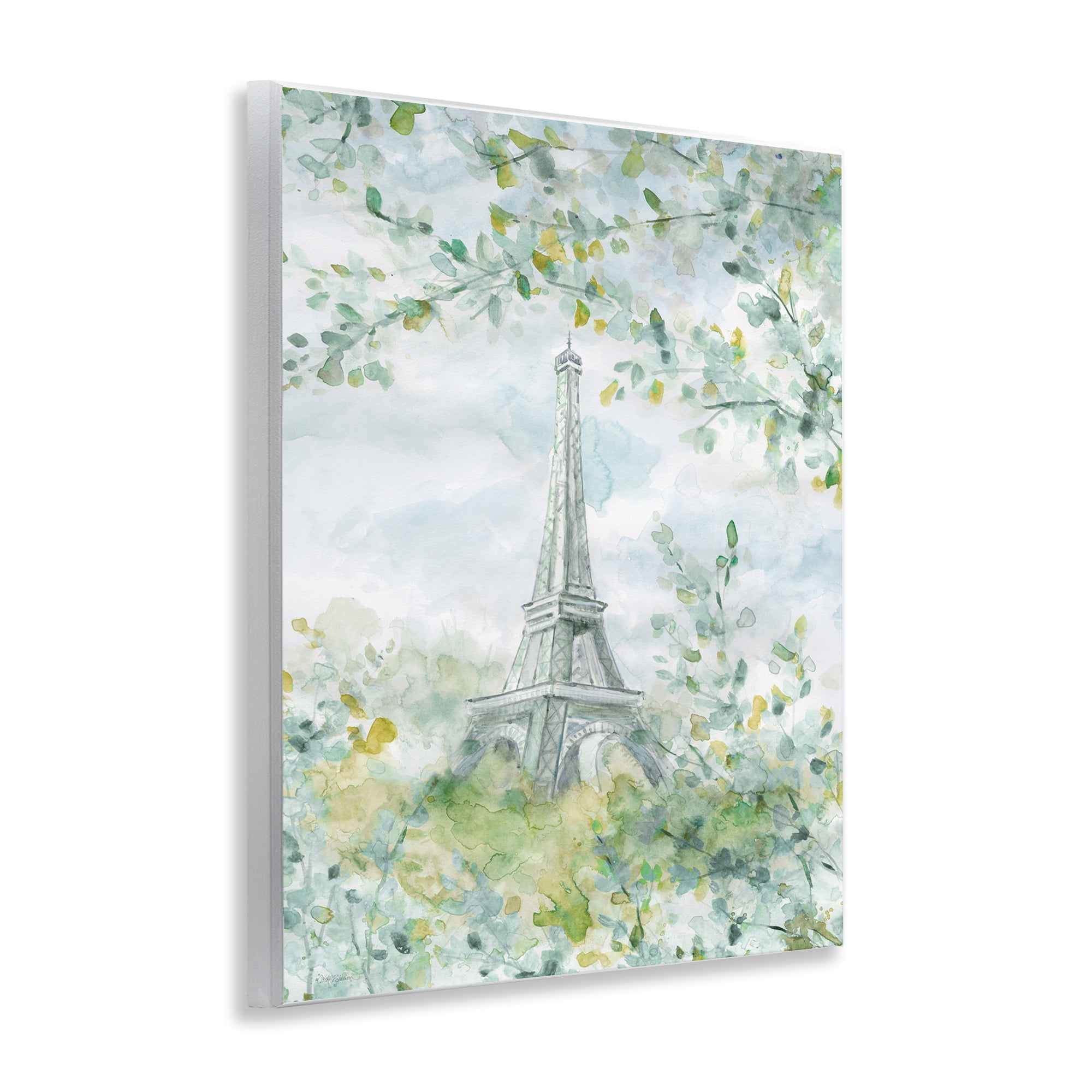 Stupell Industries Eiffel Tower Through Branches Plants & Flowers Painting Unframed Art Print Wall Art, 11 x 14
